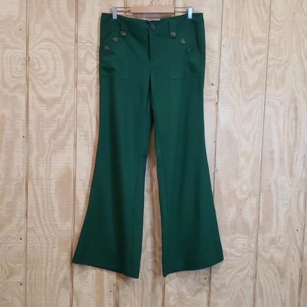Anthropologie Corey Lynn Calter Green Wide Leg Pants Size 12